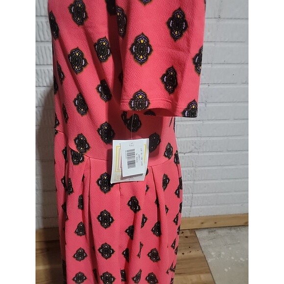 NWT LuLaRoe Amelia Dress XL Pink Ombre Paisley Pleated Stretch Pockets Zip - Picture 4 of 9